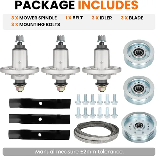 Vista 6 de ILONPA Kit de reconstrucción de cubierta de 48 pulgadas GY20454 Conjunto de husillo para John Deere D140 LA130 D140 D150 E140 E150, incluye husillo