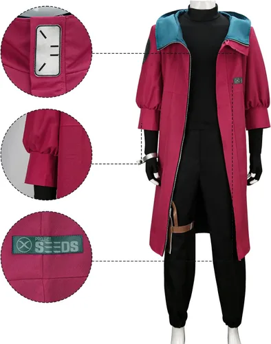 Vista 4 de Todollcos Vash The Stampede - Chaqueta de cosplay para adultos, disfraz de Trigun para hombre, abrigo con capucha y lentes de sol y aretes, trajes