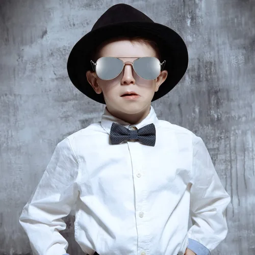 Vista 5 de 6 pares de lentes de sol de neón espejados para niños y niñas, lentes de sol polarizados con espejo de metal de los años 70 con marco de metal, gran