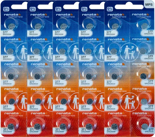 Vista 6 de Renata 377 SR626SW Baterías – 1.55 V Óxido de Plata 377 Batería de reloj (10 unidades)