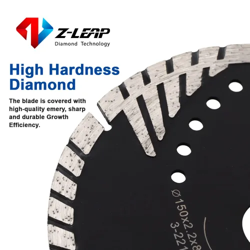 Vista 3 de Diamond Turbo Blades - Hoja de sierra de segmentos de 0.315 pulgadas para baldosas de granito, hormigón y ladrillos seco/húmedo, 6 pulgadas