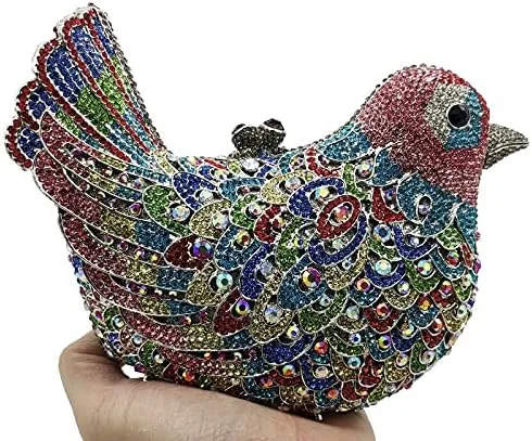 Vista 7 de Boutique De FGG Monederos de mano de cristal para mujer, elegante bolso de noche con diamantes de imitación, paloma de graduación, bolso de mano
