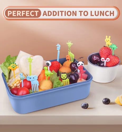 Vista 5 de 160 piezas de púas de comida para niños con caja de almacenamiento, accesorios de almuerzo para niños para caja bento, púas de comida para niños