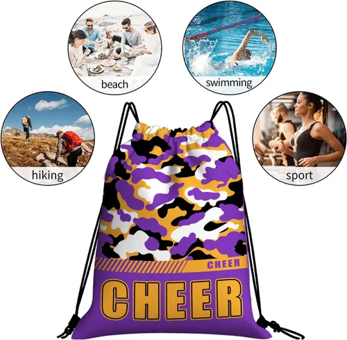 Vista 35 de Mochila con cordón impermeable para gimnasio, bolsas con cordón, bolsa de cuerda deportiva, mochila de camuflaje, Bolsas con cordón Cheer - Bolsas