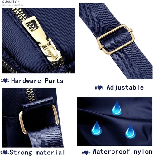 Vista 3 de Bolsos cruzados de nailon para mujer, bolsos y bolsos de mujer, bolsos casuales de mensajero, bolso cruzado negro impermeable