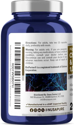 Vista 3 de NusaPure Colina e inositol - Apto para vegetarianos/veganos, sin OMG - 1000 mg - 200 cápsulas vegetales