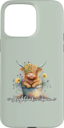 Vista 31 de Lindo bebé Highland vaca ternero amor primavera pastel novedad caso para iPhone 16