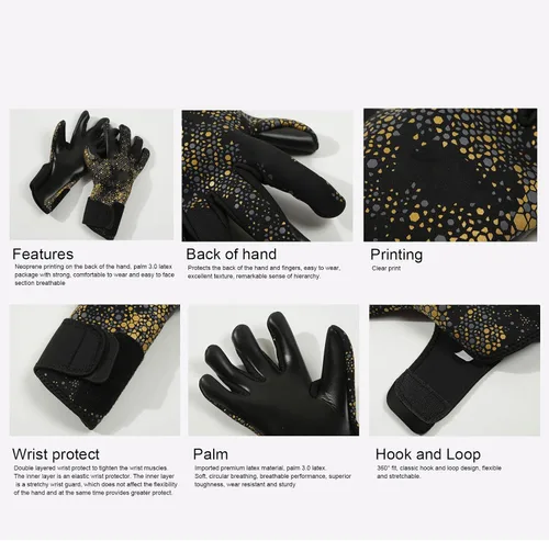 Vista 5 de Alomejor Guantes de portero, palma de látex antideslizante con reverso de neopreno transpirable para fútbol y fútbol