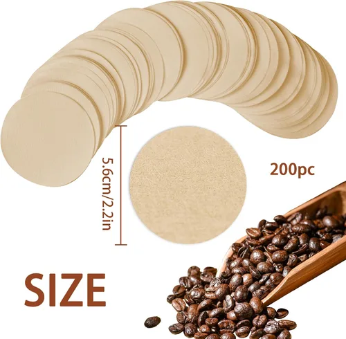 Vista 3 de CEYAZYE 200 piezas de papel de filtro de café redondo, filtros de café desechables de 2.205 in, filtro de cafetera Moka para máquina de espresso