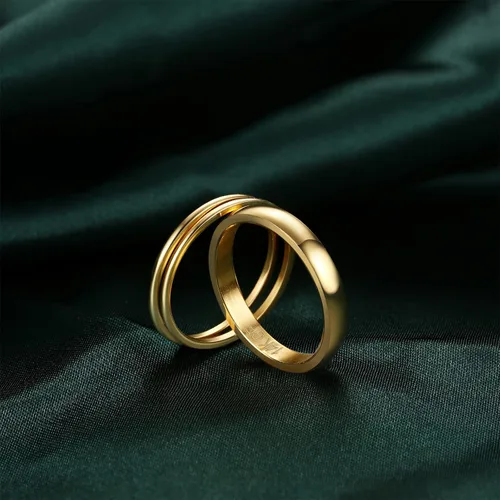 Vista 6 de Jstyle Anillos rellenos de oro de 14 quilates para mujer, anillos apilables, anillos de oro finos, anillos simples y lisos, anillo de ajuste cómodo
