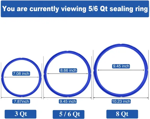 Vista 3 de Paquete de 3 anillos de sellado de 6 cuartos para anillos de sellado instantáneo de ollas de repuesto para sello instantáneo de olla de 5/6 cuartos