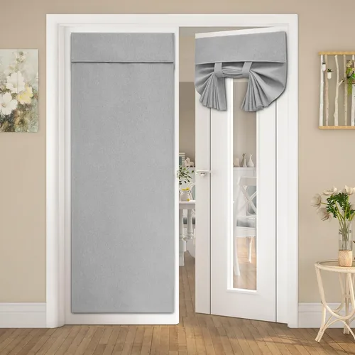 Vista 18 de HOMEIDEAS Cortinas opacas de lino con luz lateral para puerta delantera, cortinas de ventana de puerta lateral, ventana pequeña, decoración moderna