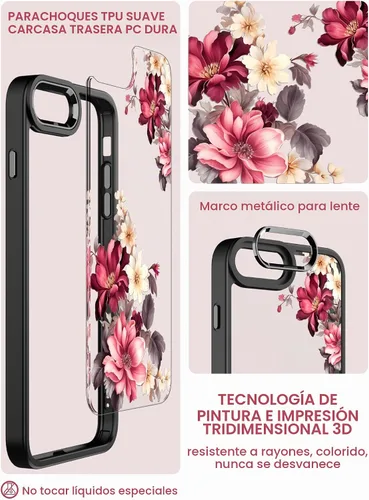 Vista 4 de Dretal Funda para iPhone 8 Plus, iPhone 7 Plus y 6 Plus, grado militar, probada contra caídas, parte trasera dura y borde suave, funda protectora