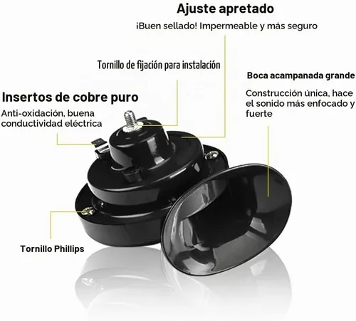 Vista 3 de 2 bocinas de tren súper fuertes de 300 dB, kit de repuesto de bocinas dobles de aire impermeables de 12 V, accesorios automotrices, kit de bocina