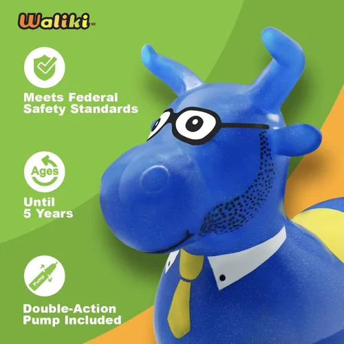 Vista 2 de WALIKI Tolva de caballo hinchable Benny The Jumping Bull Pony inflable para niños pequeños