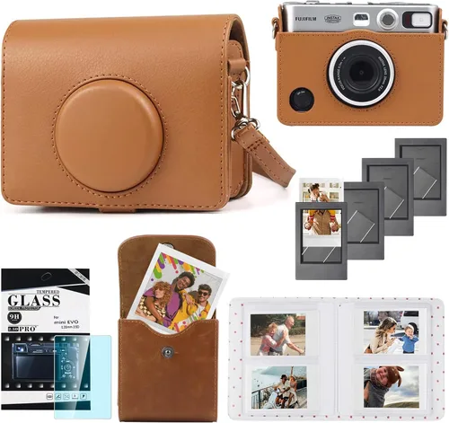 Vista 10 de CAIYOULE - Funda para cámara instantánea Fujifilm Instax Mini EVO, color negro Protective Camera Accessories Kit for Instax Mini EVO with Picture