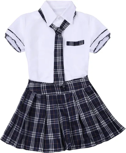 Vista 6 de Conjunto de lencería para mujer con falda plisada y uniforme de marinero, disfraz de anime japonés para cosplay