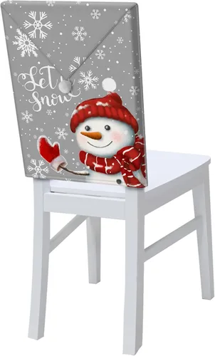 Vista 12 de Fundas para respaldo de silla de comedor, bolas de Navidad con diseño de copo de nieve en color rojo de invierno, fundas para sillas de cocina Árbol