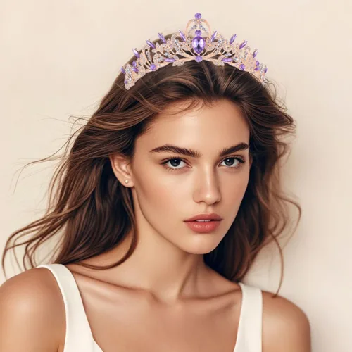 Vista 4 de Kamirola Diadema de coronas y tiaras de cristal para niñas o mujeres, fiesta de cumpleaños, boda, graduación, novia, Navidad, San Valentín, TR20