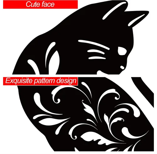 Vista 4 de URATOT Paquete de 3 estatuas de jardín de metal para gatos, silueta de gato negro, estacas decorativas para jardín al aire libre, estatuas