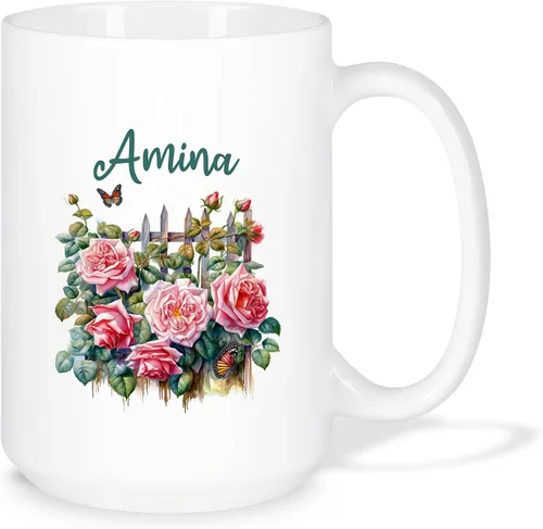 Vista 10 de Taza personalizada para amantes de los girasoles con nombre, regalos personalizados para amantes de las flores, taza de café de cerámica