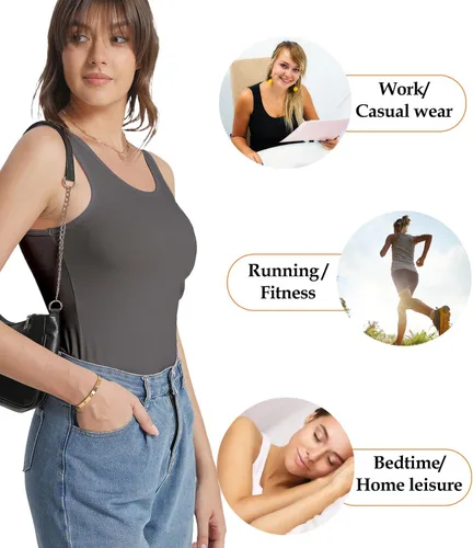 Vista 5 de wirarpa Camisetas sin mangas de algodón para mujer, cómodas, capa base, paquete de 2