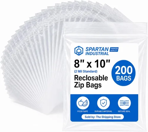 Vista 9 de Spartan Industrial - Bolsas de plástico de polietileno transparente recerrable de 6" x 9" (200 unidades) de un cuarto de galón con cremallera