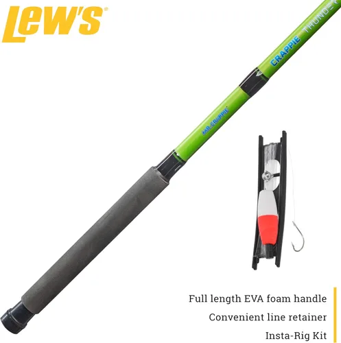 Vista 4 de Lew's Crappie Thunder - Caña de pescar telescópica, potencia ligera, acción rápida, fibra de vidrio de primera calidad, mango de espuma EVA