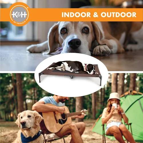 Vista 9 de K&H - Cama elevada para perros para exteriores, cama elevada para perros extra grandes y gigantes, diseño de hamaca central de malla transpirable