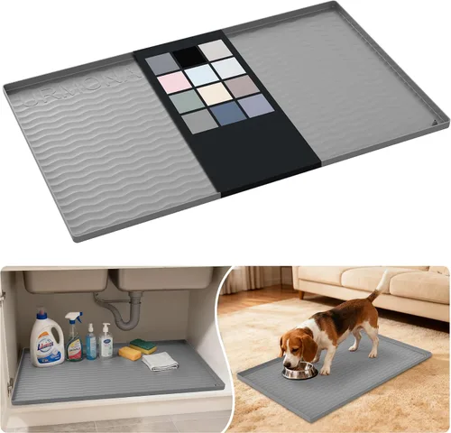 Vista 91 de URMONA - Tapete de silicona impermeable para debajo del fregadero, 16 x 10 Beige
