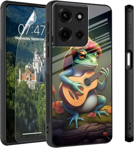 Vista 34 de Funda para Motorola Moto Edge 2022, cubierta trasera de vidrio templado con protector de pantalla, funda protectora a prueba de golpes para Motorola