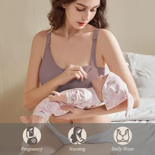 Vista 8 de Nursing Bras for Breastfeeding 3 Pack Seamless Maternity Bras Pregnancy Sleep Bralette with Extra Bra Extenders and Clips