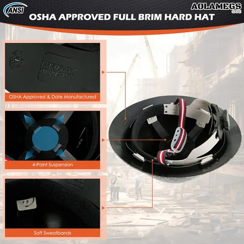 Vista 4 de Stylish Carbon Fiber Pattern Full Brim Hard Hat with Hard Hat Liner and Safety Visor Kit - ANSI Z89.1 Type 1 Class C OSHA Approved Construction Hard