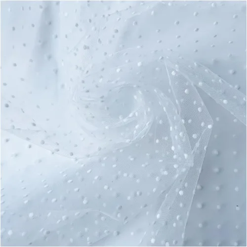 Vista 13 de ECYC Ltd 17.7 x 61 pulgadas, tela de tul de lunares blancos, tela de tul de malla de tul transparente para coser, faldas tutú, velo de novia
