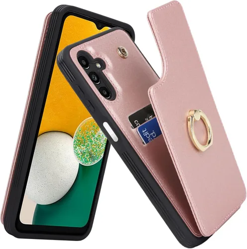 Vista 52 de Lipvina Funda para Samsung Galaxy A03s con tarjetero, Galaxy A03s Funda tipo cartera para mujer, tarjetero de crédito, soporte de anillo, fundas