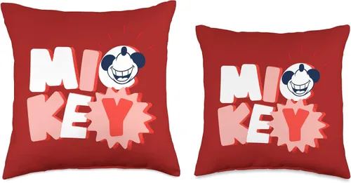 Vista 3 de Disney Mickey Mouse All Smiles - Almohada roja, 16 x 16 pulgadas, multicolor
