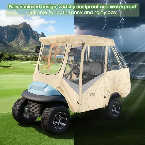 Vista 5 de 10L0L Carcasa para carrito de golf para 4 pasajeros para Club Car Precedent de 57 pulgadas, cubierta de lluvia transparente impermeable 600D