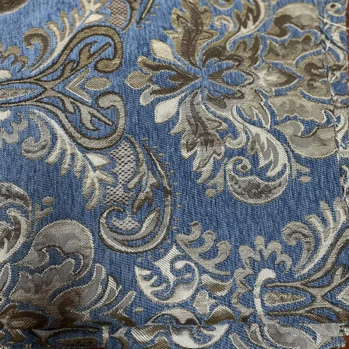 Vista 5 de TinaKim Tela de Tapicería Floral, Jacquard Damasco de Chenilla, para Recubrir Sillas de Muebles y Sofás (Azul, 2 Yardas)