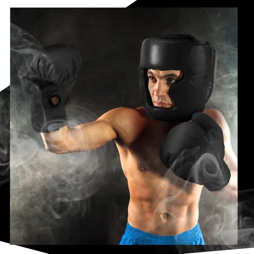 Vista 6 de Kanayu Juego de 7 piezas de guantes de boxeo de 16 onzas, casco para la cabeza, protectores bucales, equipo para adultos, jóvenes, principiantes