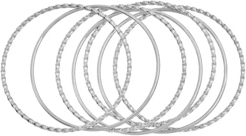 Vista 4 de Edforce Stainless Steel Pulsera trenzada fina y redonda apilable para mujer, juego de 7