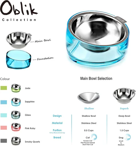 Vista 8 de Felli Pet Oblik - Tazón de agua inclinado para comida para perros, plato ovalado de acero inoxidable, ergonómico, en ángulo, a prueba de derrames