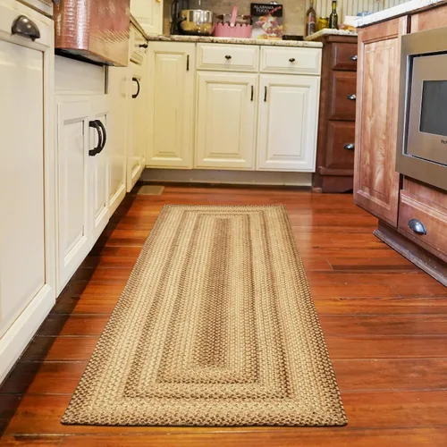 Vista 97 de Homespice Apple Pie - Alfombra ovalada roja de 2 x 3 pies, alfombra de cocina trenzada para decoración primitiva y rústica, reversible, yute sin