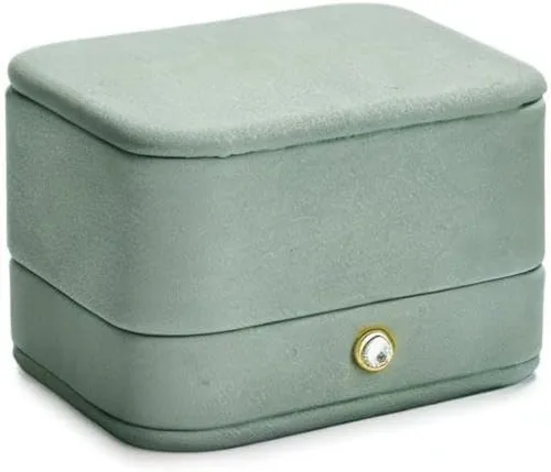 Vista 8 de Caja de regalo de joyería interior de terciopelo para collar colgante de cuero verde premium