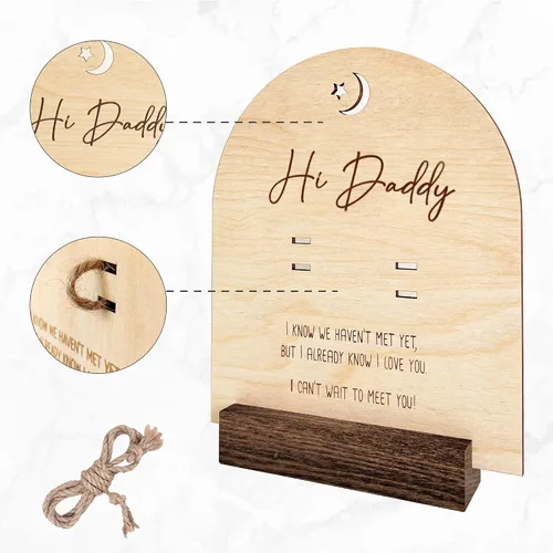 Vista 3 de Anuncio de embarazo para papá, recuerdo de prueba de embarazo de Hi Daddy, letrero de madera, ideas de anuncio sorpresa para bebé, revelación