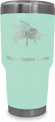 Vista 14 de LaserGram Vaso aislado al vacío de 20 onzas, abeja miel, grabado personalizado incluido (negro)