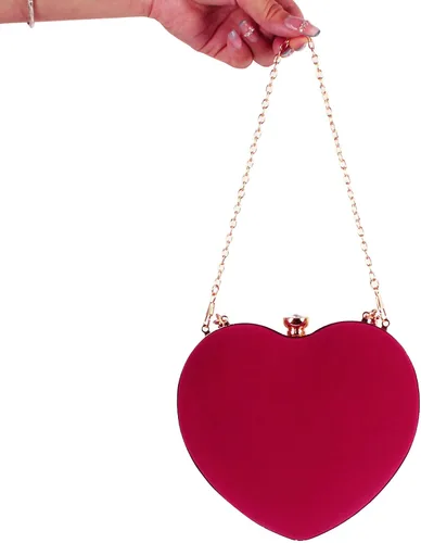 Vista 6 de Goclothod Bolso de mano en forma de corazón para mujer, bolso de hombro de terciopelo, bolsos de noche