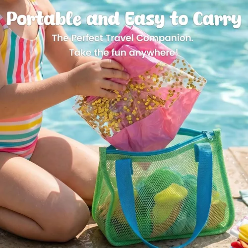 Vista 6 de FUTUREPLUSX 2 bolas de playa con purpurina, juguetes inflables de piscina de 16 pulgadas, para fiesta en la playa