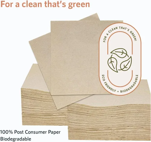 Vista 2 de 200 servilletas biodegradables recicladas amistosas amistosas de Eco 5x5in bebida compostable