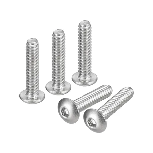 Vista 18 de uxcell #2-56x1 Tornillos con cabeza de botón y muesca hexagonal, 50 unidades de pernos hexagonales de acero inoxidable 304, tornillos allen de rosca