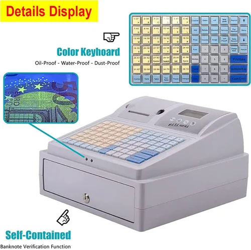 Vista 5 de Caja registradora Sistema electrónico Pos Caja registradora Teclado plano e impresora térmica Digital LED Caja registradora para supermercado